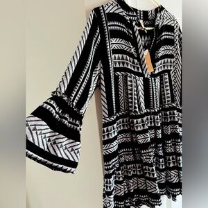 NWT Italian Black & White Geometric print dress